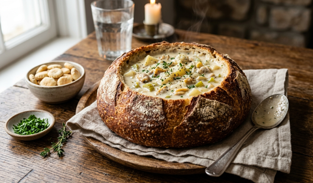 Clam Chowder in a Bread Bowl