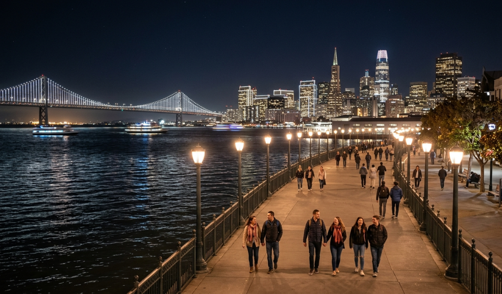 Take a Scenic Night Walk Along the Waterfront